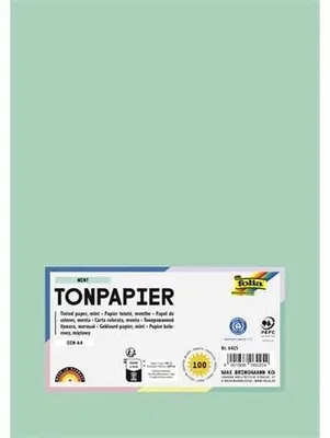 Farebný papier, A4, 130 g, 100 listov, FOLIA, mätovo zelený