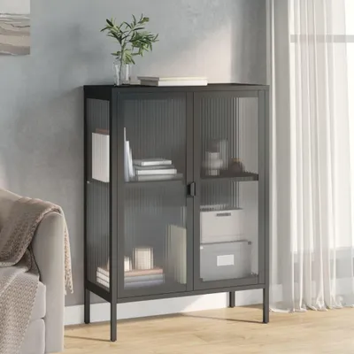 Produktbild von vidaXL Sideboard Schwarz 75x35x105 cm Glas und Stahl