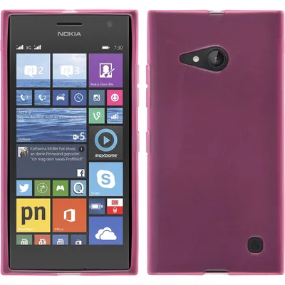 Produktbild von PhoneNatic Case kompatibel mit  Nokia Lumia 730 - rosa Silikon Hülle transparent + 2 Schutzfolien