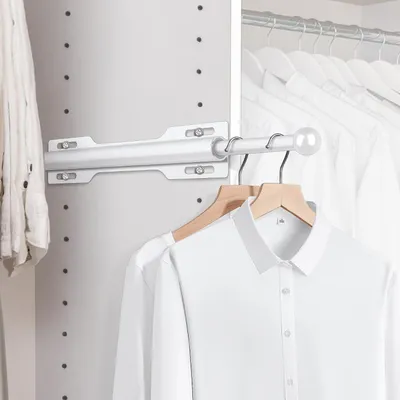Productafbeelding van Uittrekbare Garderobestang - Kledinghanger - Kleding Ophangen - Ruimtebesparend Ontwerp - 305 cm - Wit
