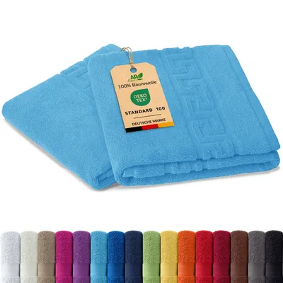 Zdjęcie produktu dla Zestaw 2 ręczników z serii ARIZONA – frotte 700 g/m² dostępne w 9 rozmiarach, rozmiar: zestaw 2 dywaników łazienkowych 50 x 70 cm, kolor: turkusowy