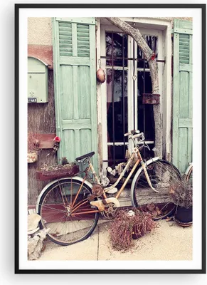 Produktbild von Gerahmtes Poster - Schwarzer Rahmen - Fahrräder Vintage Mietshaus - 70x100 cm - Wand Bild - Wanddeko - Wandbilder - Kunstposter - Wandposter - Bilderrahmen - Bilder - Kunstdruck - P2BPA70x100-4588