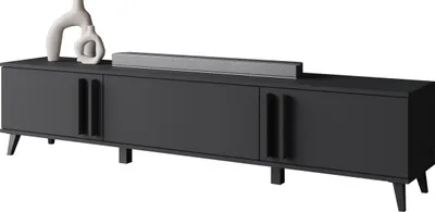 Produktbild von MIRJAN24 TV-Lowboard Helsinki 183, Stilvoll Wohnzimmer, Lowboard mit drei Schubladen (Farbe: Schwarzer Graphit)