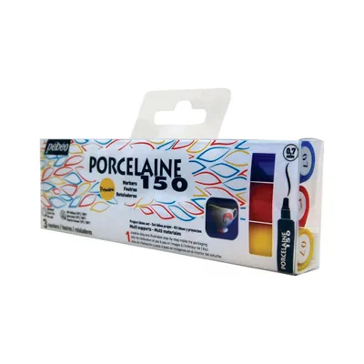 Immagine prodotto di Pennarello a punta fine Pebeo Porcelaine 150, colori primari da 1,2 mm, confezione da 3 pz