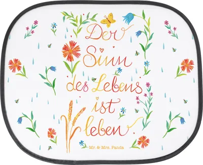 Produktbild von Mr. & Mrs. Panda Auto Sonnenschutz Sinn des Lebens - Geschenk, Dekoration, Scheibenschutz, Sonnenblende, Autosonnenschutz, Leben, Zitat, hitzeschutz, Spruch, Motivation