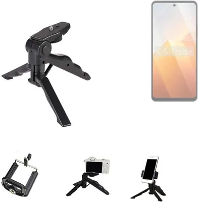 Produktbild von K-S-Trade Stativ Tisch-Ständer Dreibein Handy-Stativ Ständer kompatibel mit Vivo Y100t Mini-Stativ Smartphone Tripod Handy-Stativ aus Plastik