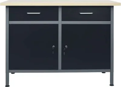 Immagine prodotto di vidaXL Banco da lavoro nero 120x60x85 cm in acciaio