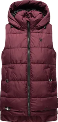 Produktbild von Marikoo Zarinaa Damen Herbst Steppweste mit Kapuze Bodywarmer Vegan Ärmellose Weste Wine Gr. 38 - M