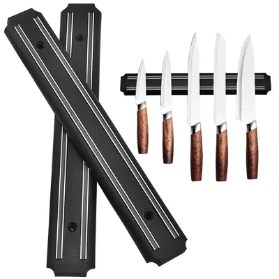 Magnet-Messerhalter 2er Set, 33 cm, Edelstahl, Schwarz