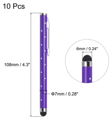 Produktbild von 10Stk Glitzer Strass Stylus Stifte fš¹r Touchscreens Universal Metall Kapazitiver Stift fš¹r Handy Alle Kapazitiven Touchscreen Ger?te Lila