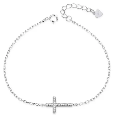 Image de Bracelet en argent discret Croix AGB763/21
