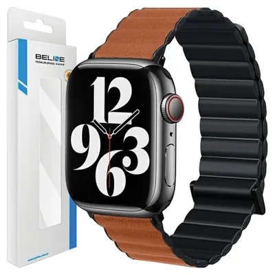Produktbild von Beline Apple Watch Magnetic Pro Armband 42/44/45/49Mm Schwarz/Braun Box