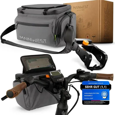 Produktbild von Lenkertasche Fahrrad 6,5L mit Handyfach abnehmbar – inkl. Lenkeradapter für E-Bike – Fahrradtasche Lenker wasserdicht – Airtag Versteck für Diebstahlschutz