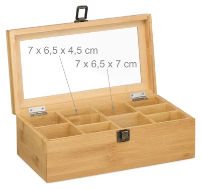 Immagine prodotto di Omgoods - Contenitori per tè in bambù con 10 scomparti e coperchio trasparente