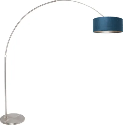 Produktbild von Steinhauer Stehleuchte Sparkled Light 1-flammig Gebürsteter Stahl / blauer Schirm 265x42cm