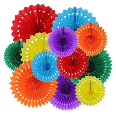 Produktbild von Papierfächer Deko 12 Stück Hängende Girlande Bunt Party Set 20cm & 30cm