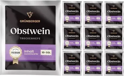 Zdjęcie produktu dla Grünberger Drożdże do wina owocowego Drożdże do wina na 10–50 l wina Grunberger PREMIUM – 10 sztuk