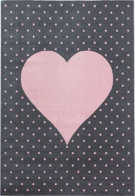 Produktbild von Villa Möbel Bamique Kinderzimmerteppich, Kinderteppich, Frisee, Herz-Design, Farbe:Pink, Grösse:160x230 cm