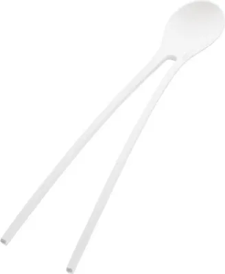 Produktbild von Koziol Twinny Stäbchenlöffel, 2er Set, Essstäbchen, Suppenlöffel, Snackbesteck, Solid Weiß, 3645525