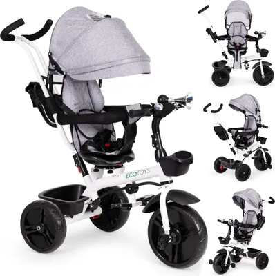 Produktbild von Drehbares Dreirad 360° Grau mit Verdeck