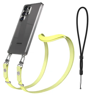 Produktbild von EAZY CASE Handykette magnetisch mit Handyhülle für Samsung Galaxy S25 Ultra, Crossbody Handyband 1-1,90m verstellbar mit 2 Ösen in Gelb