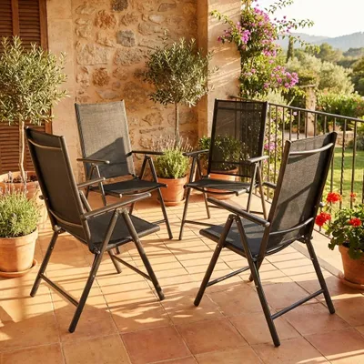 Produktbild von VCM 4er Set Gartenstuhl | Stuhl-Maße ca. H. 105 x B. 56 x T., KI-generiertes Bild