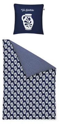 Produktbild von irisette Bettwäsche WAVE Satin BL 135x200 cm blau Bettbezug Bettzeug