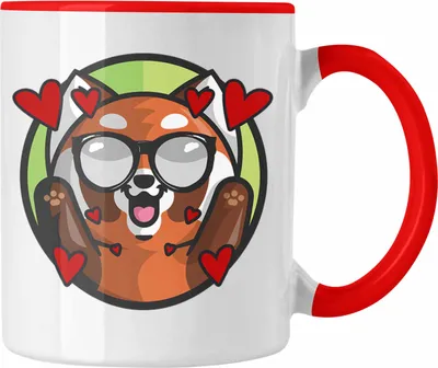 Produktbild von Trendation - Love Panda Tasse Kinder Geschenkidee für Jungs Mädchen Lustige Grafik Jungen (Rot)