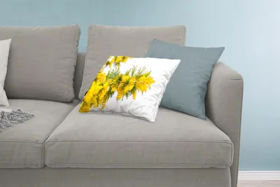 Produktbild von MuchoWow® Zierkissen Sofakissen Wohnzimmer Dekokissen 60x40 cm Gelbe Mimosenpflanze - Kopfkissen - Polster mit Foto