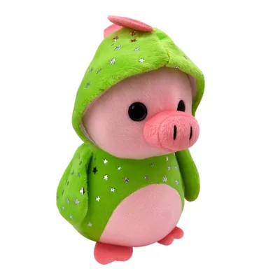 Produktbild von Kuscheltier Schwein 17 cm im grünen Kostüm – Weiches Plüschtier Stofftier