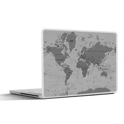 Produktbild von MuchoWow® Laptop Aufkleber Sticker Cover Stabile Weltkarte - schwarz und weiß 36.5x27.5 cm - Laptop-Sticker