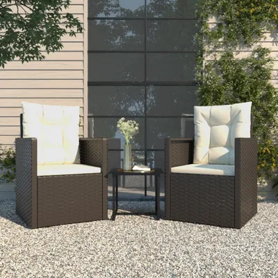 Imagen del producto de Conjunto de jardín de 3 piezas "Living Store" con cojines, fabricado en ratán sintético, color