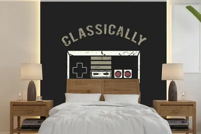 Produktbild von MuchoWow® Fototapete für Wohnzimmer oder Schlafzimmer Wandtapete Vinyl Motivtapete Vintage - Spiele - Controller - 240x240 cm - Schlafzimmer-Tapete