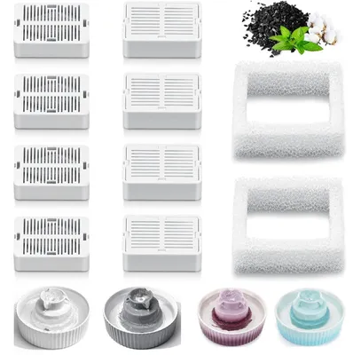 Ersatzfilter für Katzenbrunnen, 2,1 l, 8 Aktivkohlefilter + 2 Schaumstofffilter