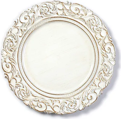 Produktbild von Dekoteller 33cm Kunststoff mit Ornamenten - Weiß