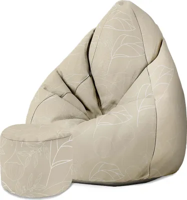 Produktbild von Dreamroots Bean Bag 80x80x120cm Sitzsack mit Lehne und Hocker und Bezug Sitzkissen Boden Chill Sack Bubibag Sitzsack Scnadinavian Nature