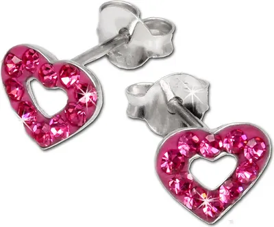 Image de SilberDream rose Boucles d'oreilles cœur ouvert zirconium 925 argent GSO402P
