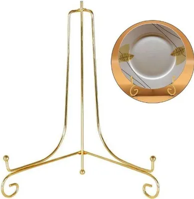 Produktbild von Tellerständer – Buchstützen – 19,5 cm – Buchständer – Tellerhalter – Teller und Bücher – Präsentation – Ständer – Halter – Tellergestell – Gold