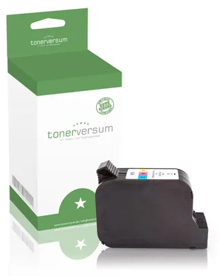 A product shot of a printer ink cartridge and its packaging.