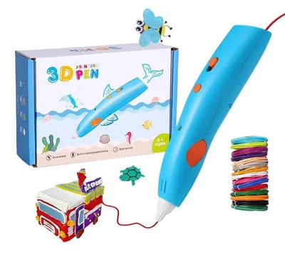 Produktbild von ZELURXX 3D Druckstift für Kinder, DIY 3D Malstift, Niedrigtemperatur, Geschenk zu Weihnachten/Geburtstag, 3D Zeichenstift, PCL, Blau