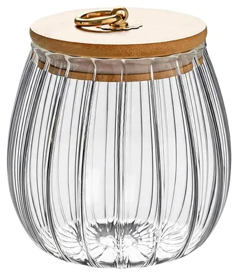 Vorratsglas 750 ml, Borosilikatglas, Holzdeckel, luftdicht