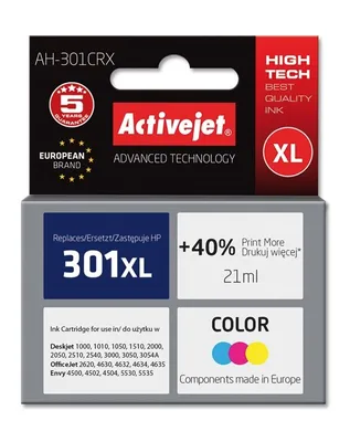 Produktbild von Wkład atramentowy Activejet AH-301CRX (kompatybilny z HP 301XL CH564EE; Premium; 21 ml; kolor)