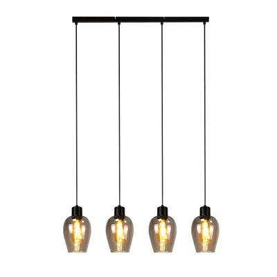 Produktbild von ZMH Pendelleuchte 4 Flammig Hängelampe Schwarz - Pendellampe E27 Vintage Hängeleuchte Glas für Esstisch Esszimmer Kücheninsel Hotel Wohnzimmer Ohne Lichtquelle