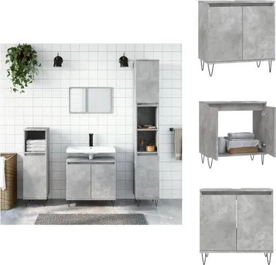 Produktbild von vidaXL Badschrank Betongrau 58 x 33 x 60 cm Holzwerkstoff - Badezimmerwaschtische