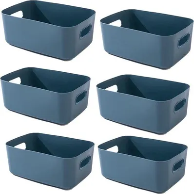 Produktbild von Famanu Aufbewahrungsbox mit Griffen - 6er Set Blau, 25 x 18 x 10 cm