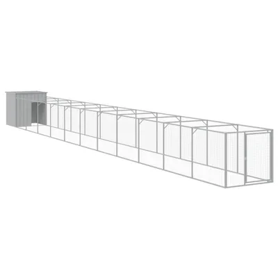 Productafbeelding van Hondenhok met ren 110x1221x110 cm staal lichtgrijs