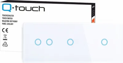 Produktbild von Touchschalter Panel 2+1+1 Glas weiß Qtouch Wandschalter ohne Modul