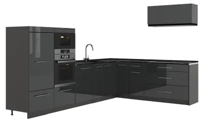 Imagen del producto de Cocina esquinera Vicco Fame-Line Antracita alto brillo/Antracita 327 x 227 cm sin encimera, Model 64355