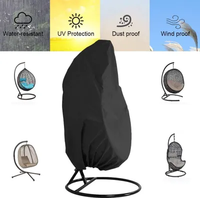 Produktbild von Hängesessel Abdeckung, 190 x 115 cm Hängesessel Schutzhülle Staubdichte Abdeckung mit Kordelzug, Schwarz（1 pack)