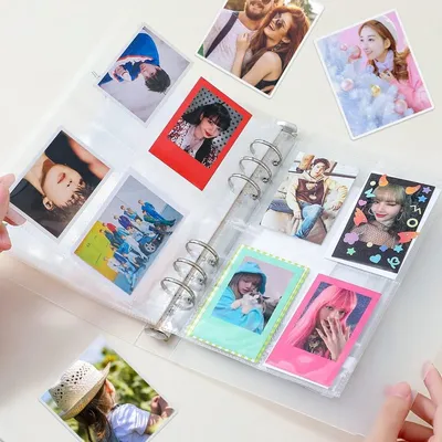 A5 Fotokartenalbum mit 200 transparenten Fächern, 6 Ringen, ideal für 7 cm Fotos und Sammelkarten